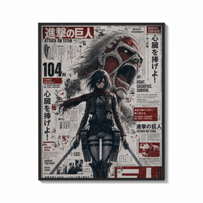Framed Female warrior with dual blades print shown as a bold statement piece on a clean gallery wall