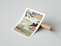 Rolled woman in bathing suit at beach poster beside its crush-resistant kraft shipping tube