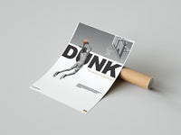 Basketball Dunk Motivation poster rolled beside its crush-resistant shipping tube