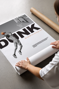 Basketball Dunk Motivation poster from a crush-resistant brown shipping tube