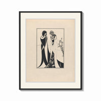 Framed Two Art Nouveau figures embracing print shown as a bold statement piece on a clean gallery wall