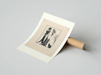 Rolled Two Art Nouveau figures embracing poster beside its crush-resistant kraft shipping tube
