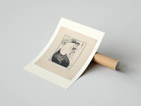 Rolled Two elegant women in flowing gowns poster beside its crush-resistant kraft shipping tube