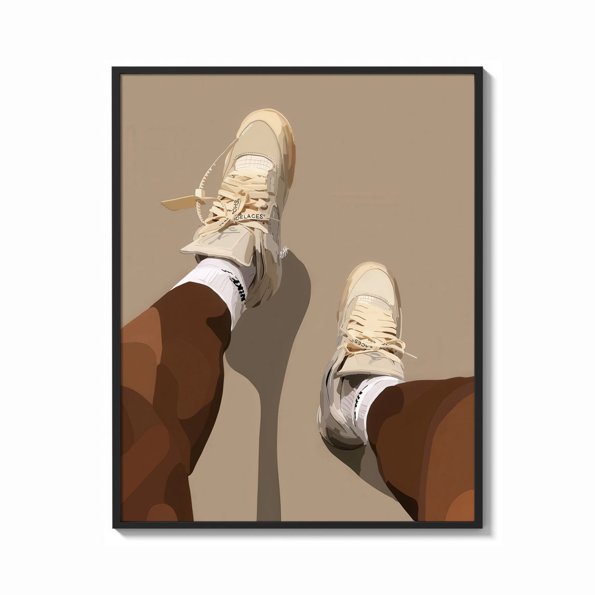 Framed Beige Sneakers and White Socks print shown as a bold statement piece on a clean gallery wall