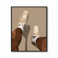 Framed Beige Sneakers and White Socks print shown as a bold statement piece on a clean gallery wall