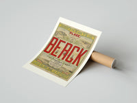 Rolled Berck beach seaside resort advertisement poster beside its crush-resistant kraft shipping tube