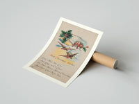 Rolled Birds on branch with holly poster beside its crush-resistant kraft shipping tube
