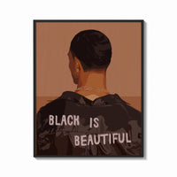 Framed Black Is Beautiful Jacket print shown as a bold statement piece on a clean gallery wall