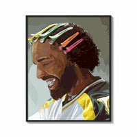 Framed Black Man with Colorful Hair Clips print shown as a bold statement piece on a clean gallery wall