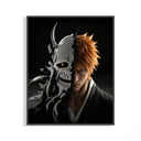 Framed Orange-haired man with cracked skull mask print displayed as a statement piece