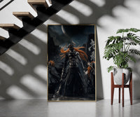 Bleach Vasto Lorde Ichigo Moonlit Battlefield framed print on a staircase entryway wall beside a plant