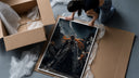 Bleach Vasto Lorde Ichigo Moonlit Battlefield framed print being unboxed from protective packaging