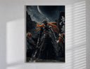 Bleach Vasto Lorde Ichigo Moonlit Battlefield poster framed in white on a clean gallery wall