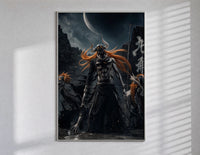 Bleach Vasto Lorde Ichigo Moonlit Battlefield poster framed in white on a clean gallery wall