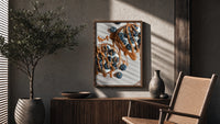 Blueberry Pancakes with Chocolate print on the floor, leaning against a travertine table