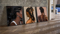 Braids and Hoop Earrings Set of 3 leaning on parquet beside a vintage loft door