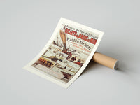 Rolled Breton fishing boat and coastal scenes poster beside its crush-resistant kraft shipping tube
