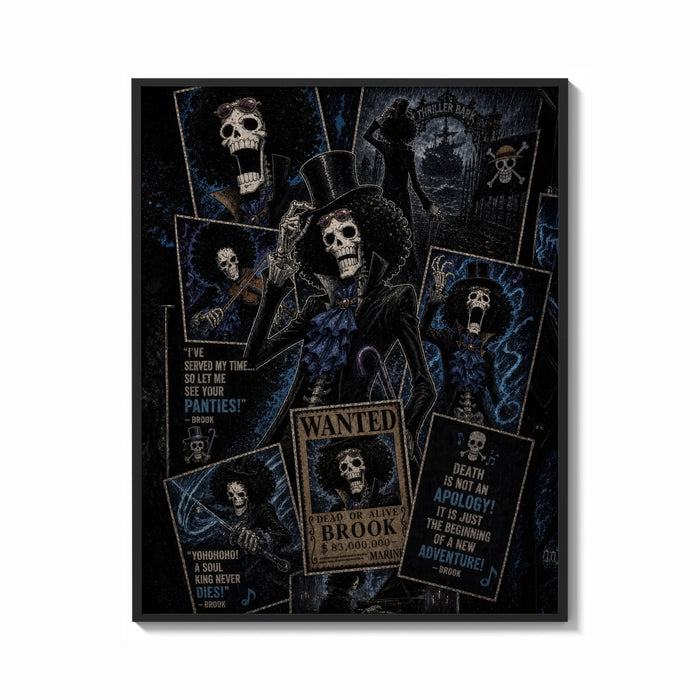 Framed Skeleton musician in top hat print shown as a bold statement piece on a clean gallery wall