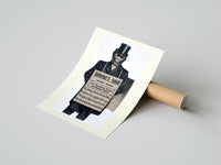 Rolled Monkey in top hat and suit poster beside its crush-resistant kraft shipping tube
