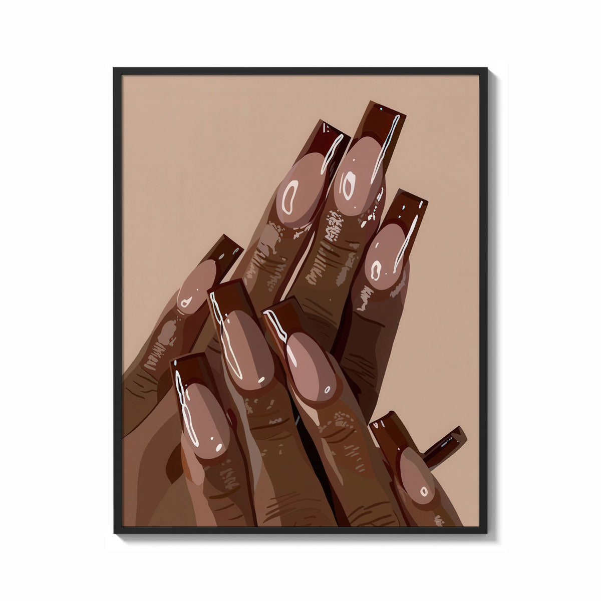 Framed Brown French Tips print shown as a bold statement piece on a clean gallery wall