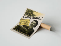 Gently curled Calling WAAC print beside its protective shipping tube