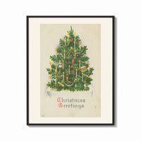 Framed Christmas Tree Greetings print shown as a bold statement piece on a clean gallery wall