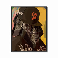 Framed Cap and Paisley Bandana print shown as a bold statement piece on a clean gallery wall