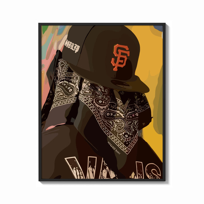 Framed Cap and Paisley Bandana print shown as a bold statement piece on a clean gallery wall