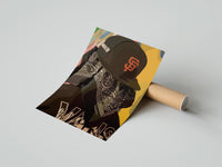 Gently curled Cap and Paisley Bandana print beside its protective shipping tube