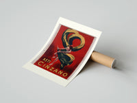 Rolled Woman dancing with champagne bottle poster beside its crush-resistant kraft shipping tube
