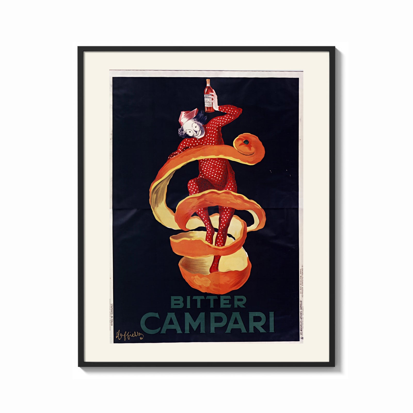 Framed Clown wrapped in orange peel print shown as a bold statement piece on a clean gallery wall