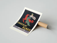 Rolled Woman in green riding red horse poster beside its crush-resistant kraft shipping tube