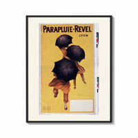 Framed People walking with black umbrellas print shown as a bold statement piece on a clean gallery wall