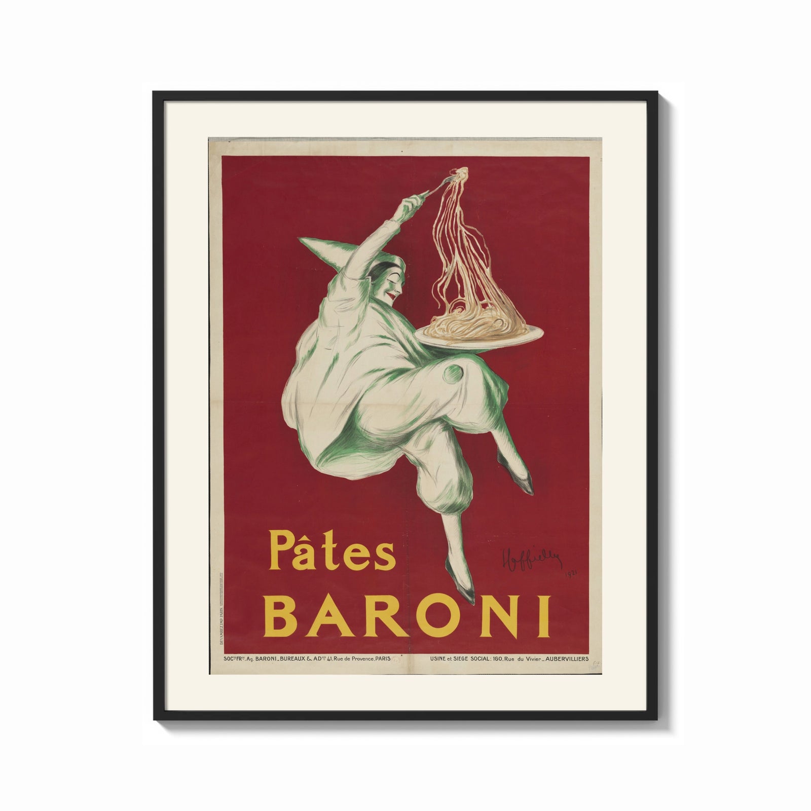 Framed Pierrot serving plate of spaghetti print shown as a bold statement piece on a clean gallery wall