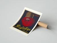 Rolled Bearded man with fur hat poster beside its crush-resistant kraft shipping tube