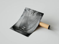 Chanel CC necklace fashion poster in a white frame hung on a styled gallery wall
