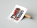 Rolled Charles Leclerc F1 driver portrait poster beside its crush-resistant kraft shipping tube