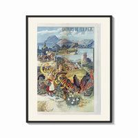 Framed French spa town travel scenery print shown as a bold statement piece on a clean gallery wall