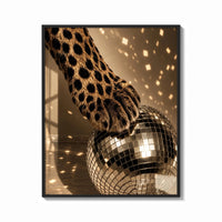 Framed Cheetah Paw and Disco Ball print shown as a bold statement piece on a clean gallery wall