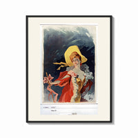 Framed Elegant woman in yellow hat print shown as a bold statement piece on a clean gallery wall