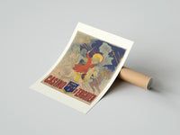 Rolled Children riding horses with fireworks poster beside its crush-resistant kraft shipping tube