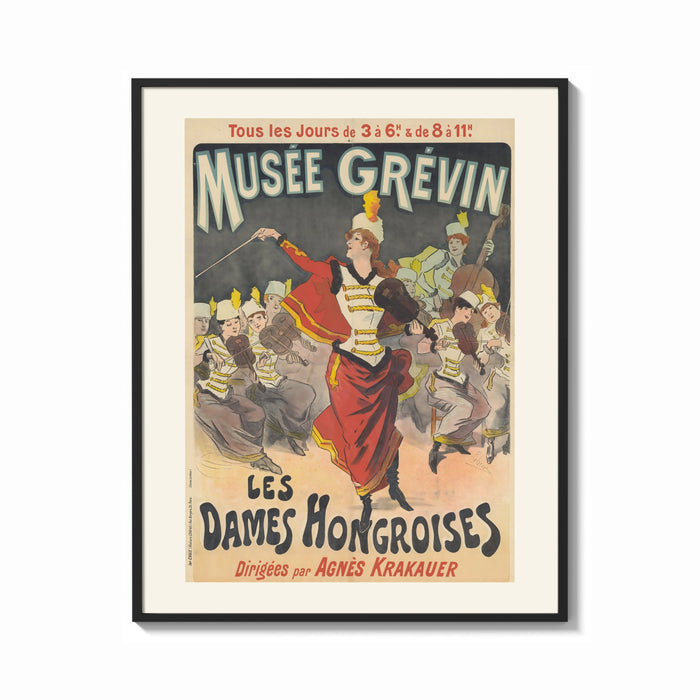 Framed Female conductor leading violin orchestra print shown as a bold statement piece on a clean gallery wall