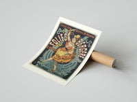 Rolled Dancing woman on trapeze poster beside its crush-resistant kraft shipping tube