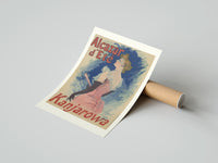 Rolled Elegant woman in pink dress poster beside its crush-resistant kraft shipping tube