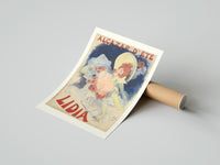 Rolled Woman in yellow hat with roses poster beside its crush-resistant kraft shipping tube