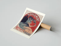 Rolled Woman pouring liqueur into glass poster beside its crush-resistant kraft shipping tube