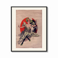 Framed Woman with wine glass and cat print shown as a bold statement piece on a clean gallery wall