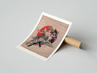 Rolled Woman with wine glass and cat poster beside its crush-resistant kraft shipping tube