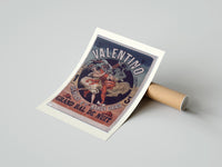 Rolled Costumed dancers at masquerade ball poster beside its crush-resistant kraft shipping tube