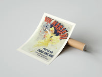 Rolled Woman dancing pouring wine poster beside its crush-resistant kraft shipping tube
